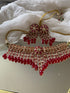 Polki Kundan Red choker with dangler earrings